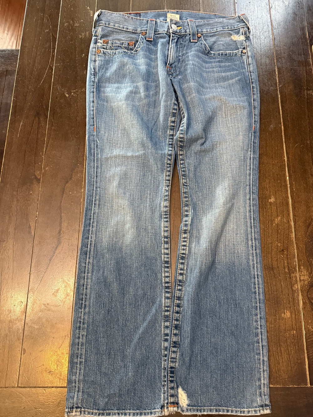 True Religion Y2K Men's Bobby Boot Cut Light Blue Jeans Size 34x32